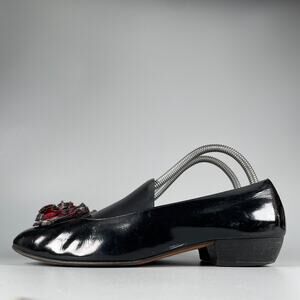 Salvatore Ferragamo Women's 9.5 AA Black Patent Leather Slip On Heel Shoe Casual